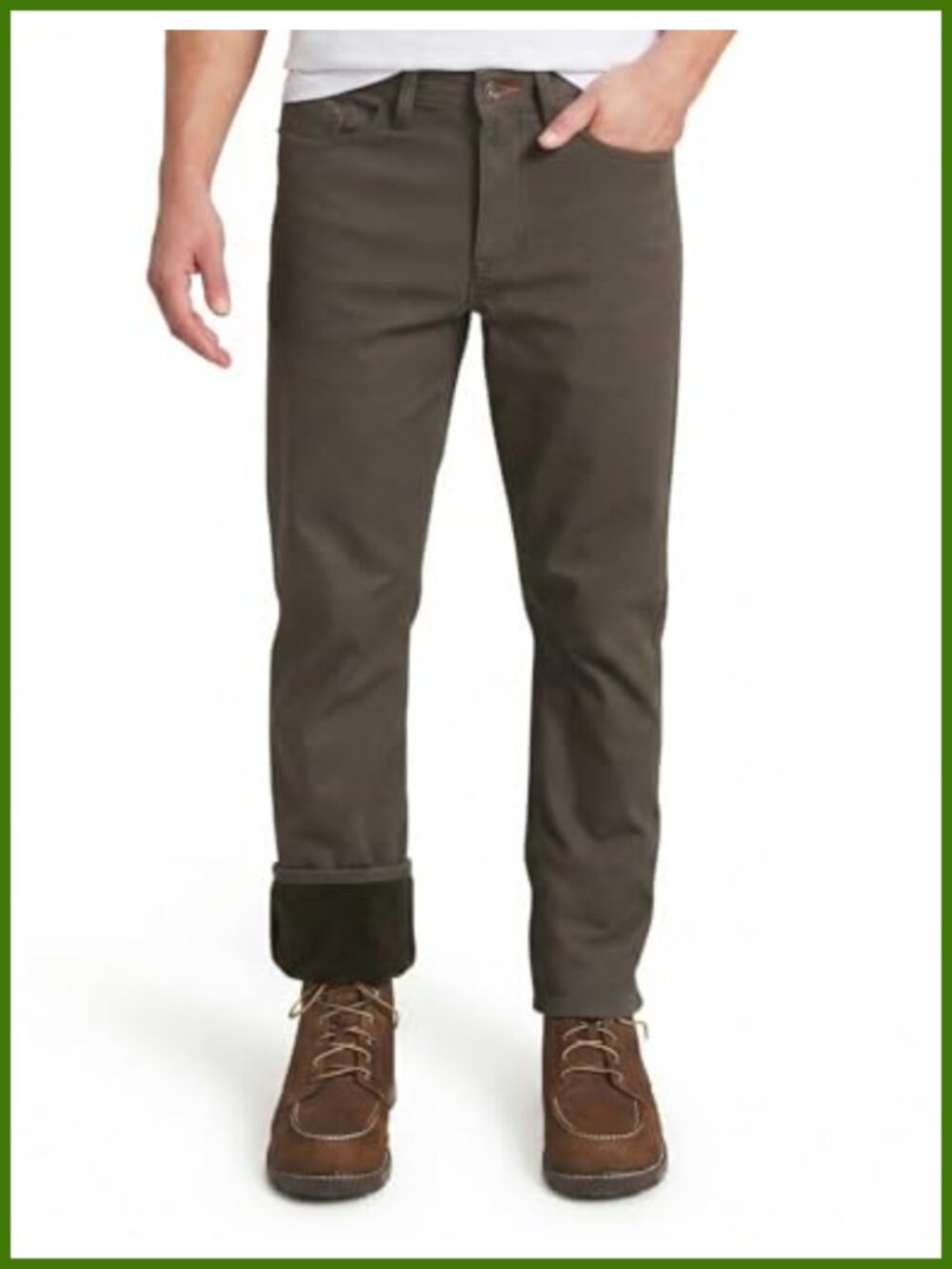 Fleece Lined Canvas Pants Regular Fit 5-Pocket Winter Work